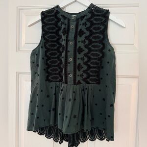 Sea NY Green and Black Eyelet Blouse